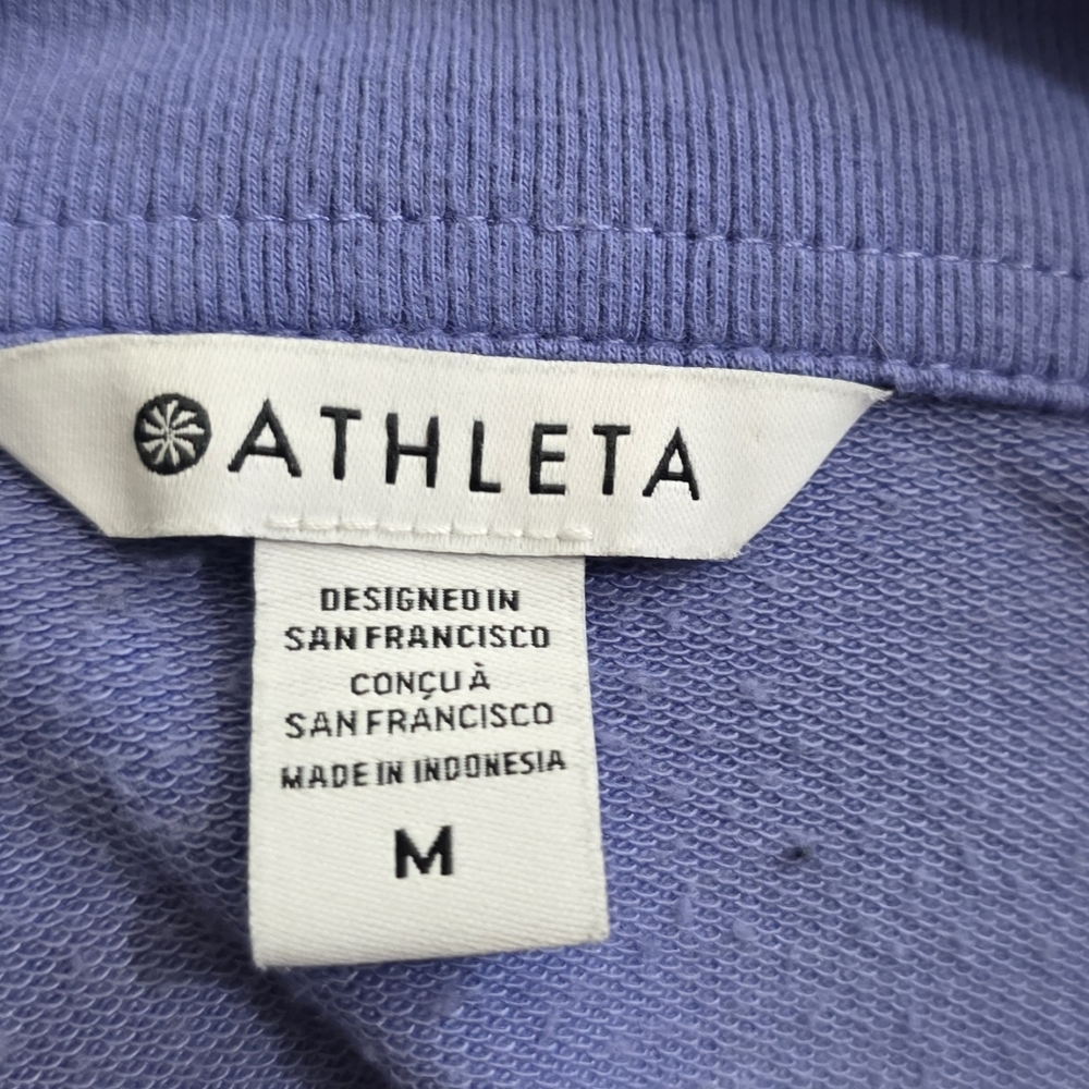 Athleta Retroterry Dark Adonis Purple Polo Sweatshirt Cozy Athletic Size M - Picture 11 of 13